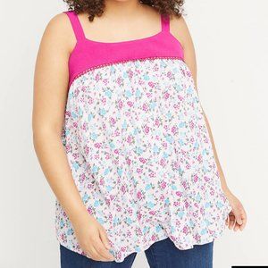*NWT* Lane Bryant Pink & Floral Baby Doll Top
